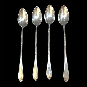 Set of Four New England Silver Plate Ice Tea Spoons